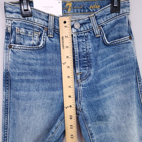 7 for All Mankind Edie Jeans Size 23 High Waist Crop Straight Leg Button Fly - Picture 8 of 16